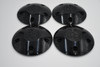 Set of 4 black RO center caps for 5x4.5 5x4.75 and 5x5 wheels with 12mm x 1.25 lug hardware for Nissan Subaru and Infiniti applications.