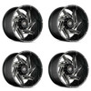 Set 4 22" American Truxx Spiral 22x12 Black Milled 5x150 Wheels -44mm Truck Rims