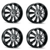 Set 4 24" Mazzi Rolla 24x9.5 Gloss Black Milled 5x5 5x5.5 Wheels 18mm Truck Rims