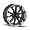 18" Ridler 650 18x8 Matte Black Polished Lip 5x4.75 Wheel 0mm Rim