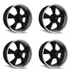 Set 4 17" Ridler 695 17x7 Matte Black Machined Lip 5x4.75 Wheels 0mm Rims