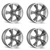 Set 4 17" Ridler 695 17x8 Grey With Machined Lip 5x5 Wheels 0mm Rims For Jeep