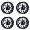 Set 4 20" Mayhem Warrior 20x10 Black Machined 5x5 5x5.5 Wheels -25mm Lifted Rims