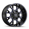 20" Mayhem Warrior 20x9 Black W Prism Blue 5x5 5x5.5 Wheel 0mm For Jeep Dodge