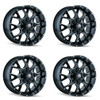 Set 4 20" Mayhem Warrior 20x9 Black Milled 6x120 6x5.5 Wheels 30mm Truck Rims