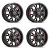 Set 4 17" Mayhem Warrior 17x9 Black Prism Red 5x5 5x5.5 Wheels -12mm Lifted Rims