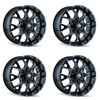 Set 4 17" Mayhem Warrior 17x9 Black Milled 5x5 5x5.5 Wheels -12mm Lifted Rims