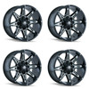 Set 4 17" Mayhem Rampage 17x9 Black Milled 5x5 5x5.5 Wheels -12mm Lifted Rims