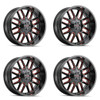 Set 4 20" Mayhem Cogent 20x10 Black Prism Red 5x5 5x5.5 Wheels -19mm Lifted Rims
