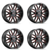 Set 4 20" Mayhem Cogent 20x9 Black Prism Red 6x135 6x5.5 Wheels 18mm Truck Rims