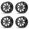 Set 4 20" American Truxx Vortex 20x10 Black Machined 5x150 Wheels -24mm Rims