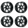 Set 4 22" Cali Off-Road Sevenfold 22x12 Gloss Black Milled 8x6.5 -51mm Wheels