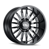 22" Cali Off-Road Summit 22x10 Gloss Black Milled Spokes 8x6.5 Wheel 0mm Rim