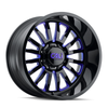 20" Cali Off-Road Summit 20x10 Gloss Black Blue Milled 6x5.5 -25mm Lifted Wheel