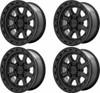 Set 4 20" KMC KM548 Chase 20x9 6x5.5 0mm Wheels Satin Black Gloss Black Lip Rims