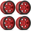 Set 4 17" Black Rhino Reno 17x9 5x4.5 Red W/ Black Ring & Bolts Wheels -18mm Rim