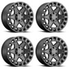Set 4 17" Black Rhino York 17x9 6x5.5 -12mm Matte Gunmetal Wheels Lifted Rims