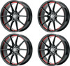 Set 4 Performance Replicas PR193 20x9 5x4.5 Black Red Machined Wheels 20" 30mm