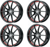 Set 4 Performance Replicas PR193 18x9 5x4.5 Black Red Machined Wheels 18" 30mm