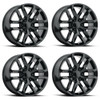 Set 4 Performance Replicas PR196 22x9 6x5.5 Satin Black Wheels 22" 24mm Rims