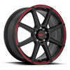 Motegi MR142 CS8 17x7 5x110 5x115 Satin Black With Red Stripe Wheel 17" 40mm Rim