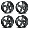 Set 4 22" DUB S216 Baller 22x9.5 5x5 Gloss Black 11mm For Jeep Chevy GMC Wheels