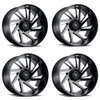 Set 4 26" Tuff T1B Gloss Black Milled Spokes 26x14 8x6.5 Wheels -72mm Lifted Rim