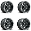 Set 4 Fuel UTV D557 Anza 14x7 4x156 Matte Black Gun Metal Ring Wheels 14" 13mm