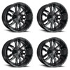 Set 4 18" Fuel D595 Sledge 18x9 8x170 Gloss Black Milled Wheels 1mm Truck Rims