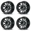 Set 4 Fuel D595 Sledge 20x9 8x6.5 Gloss Black Milled Wheels 20" 1mm Rims