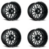 Set 4 Fuel UTV D611 Stroke 18x7 4x156 Gloss Black Milled Wheels 18" 13mm Rims