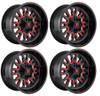 Set 4 Fuel  D612 Stroke 20x10 8x6.5 Black Red Tinted Clear Wheels 20" -18mm