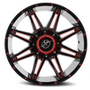 Set 4 22" XF Off-Road XF-220 Black Red Milled Dots Wheels 22x10 5x5 5x5.5 -24mm