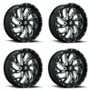 Set 4 Fuel UTV D641 Kompressor 20x7 4x137 Gloss Black Milled Wheels 20" 13mm