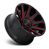 Set 4 20" Fuel D643 Contra 20x10 6x135 6x5.5 -19mm Wheels Black Red Clear Rims
