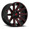 Set 4 20" Fuel D643 Contra 20x10 6x135 6x5.5 -19mm Wheels Black Red Clear Rims