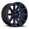 Set 4 20" Fuel D644 Contra 20x9 6x135 6x5.5 20mm Black Blue Tinted Clear Wheels