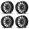Set 4 Fuel D744 Saber 20x10 5x150 Gloss Black Milled Wheels 20" -18mm Rims