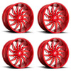 Set 4 20" Fuel D745 Saber 20x10 Candy Red Milled 6x135 Truck Wheels -18mm Rims