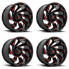 Set 4 Fuel  D755 Reaction 20x9 8x170 Gloss Black Milled Red Tint Wheels 20" 1mm
