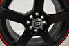 Set 4 Motegi MR116 FS5 18x8 5x4.25 5x4.5 Black Red Racing Stripe Wheels 18" 45mm