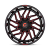 Set 4 20" Fuel D808 Hurricane 20x9 8x180 1mm Black Milled Red Tint Truck Wheels