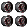 Set 4 20" Fuel D808 Hurricane 20x9 8x180 1mm Black Milled Red Tint Truck Wheels