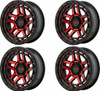 Set 4 KMC KM540 Recon 17x9 5x5 Gloss Black Machined Red Tint Wheels 17" -12mm