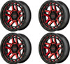 Set 4 KMC KM540 Recon 17x9 6x5.5 Gloss Black Machined Red Tint Wheels 17" -12mm