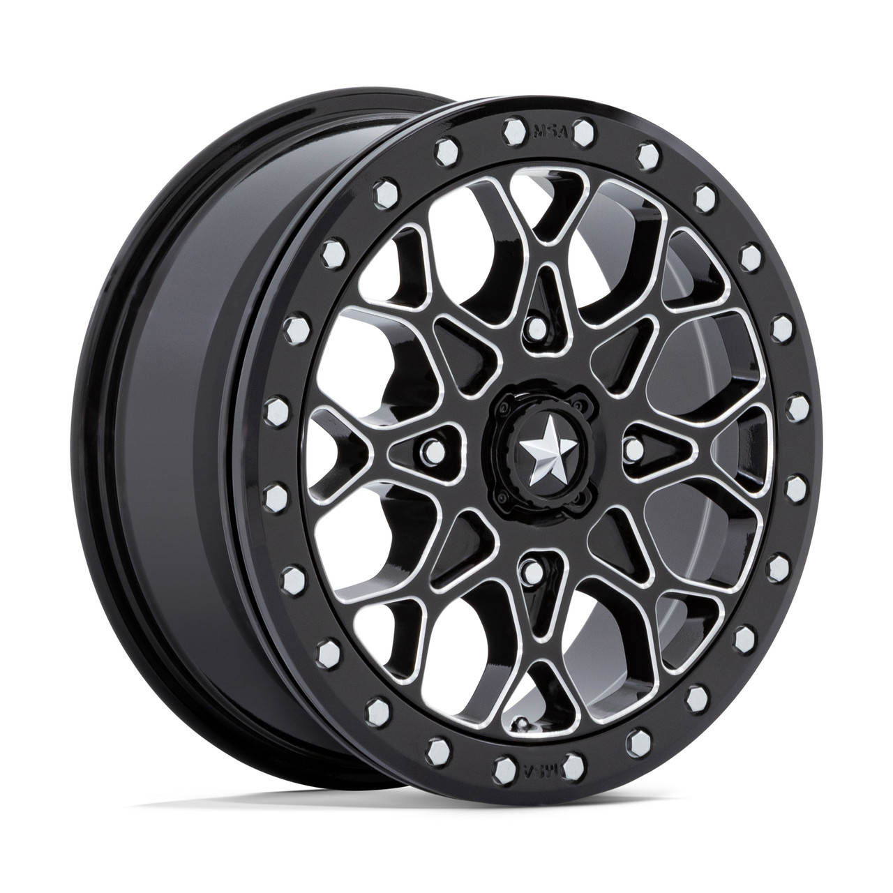 MSA Offroad Wheels M48 Portal Beadlock 15x6 4x156 Black Milled Wheel 15" 38mm