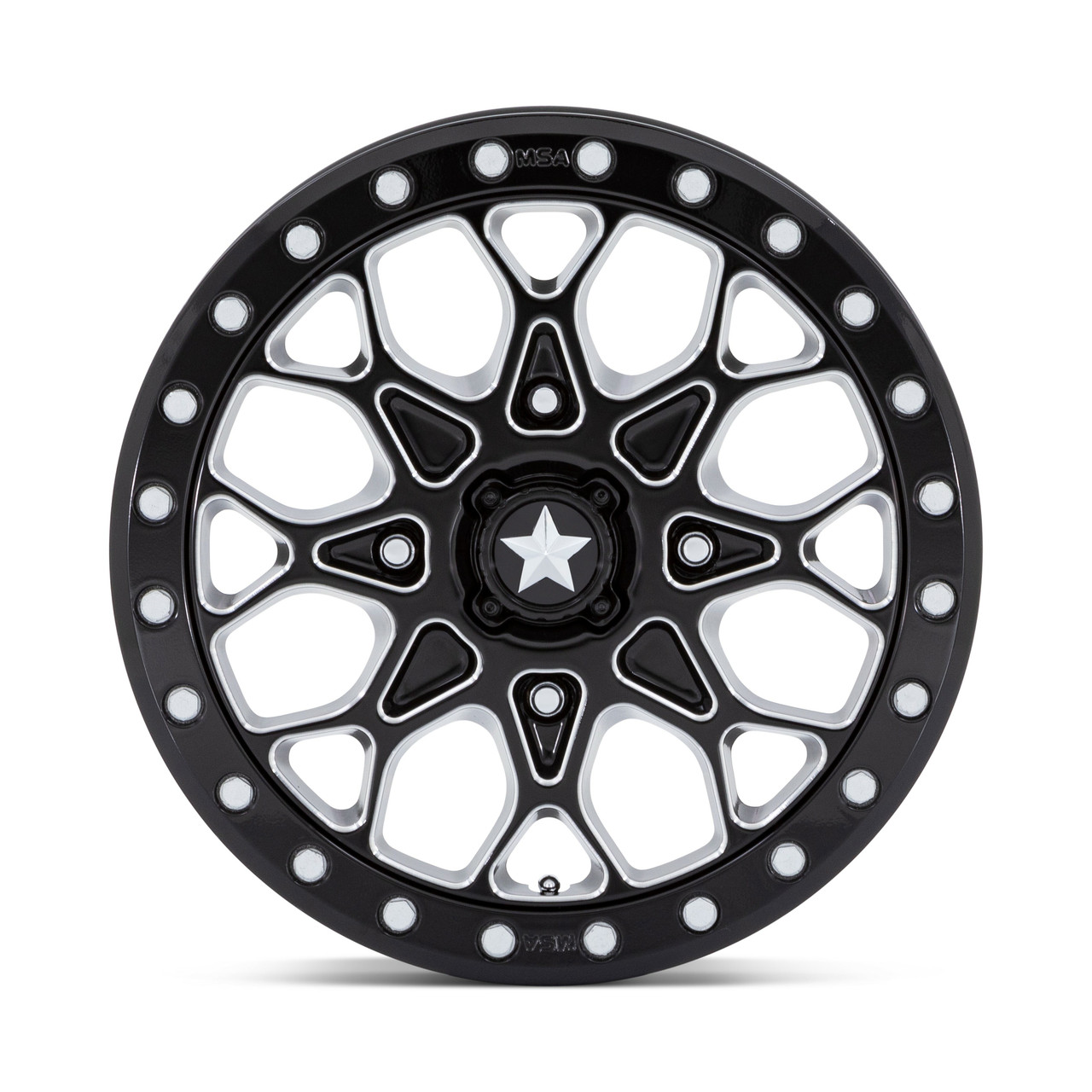 MSA Offroad Wheels M48 Portal Beadlock 15x6 4x156 Black Milled Wheel 15" 38mm