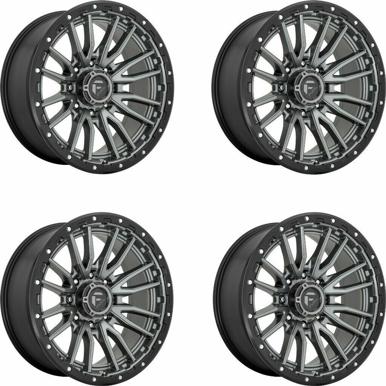 Set 4 Fuel  D680 Rebel 18x9 5x150 Gun Metal Black Bead Ring Wheels 18" 20mm