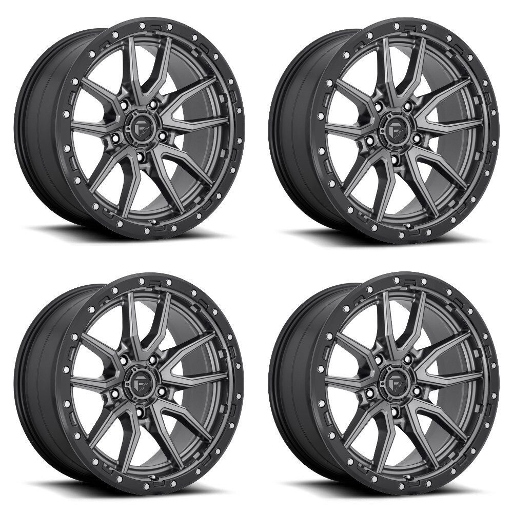 Set 4 Fuel 20" D680 Rebel 20x10 5x5.5 Gunmetal Black Bead Ring Wheels -18mm Rims