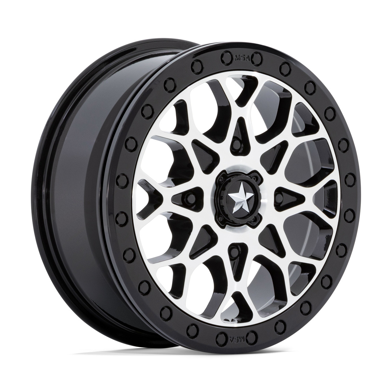 MSA Offroad Wheels M48 Portal Beadlock 15x6 4x137 Black Machine Black Wheel 15"